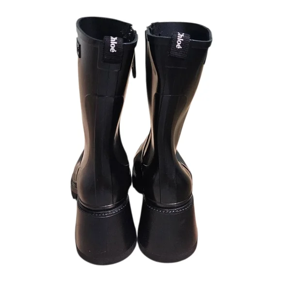 Chloé Betty Black Rubber Rain Boots – Size 41 - Picture 5 of 13